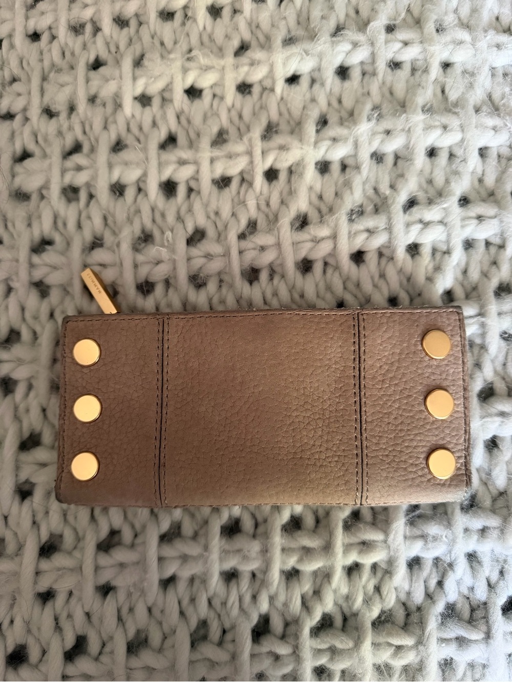 Hammitt Taupe Pebbled Leather Zip Wallet with Gold Studs - Picture 2 of 4